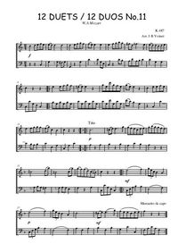 12 Duos N°11 Menuetto, arrangé pour piano - W.A. Mozart